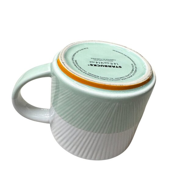 Starbucks 2014 Seafoam and White Textured Stacking Mug 14 oz - Picture 4 of 5